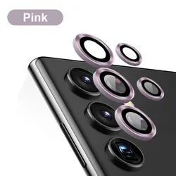 Aluminum Alloy Tempered Glass Camera Lens Protector - S26 (Pink)
