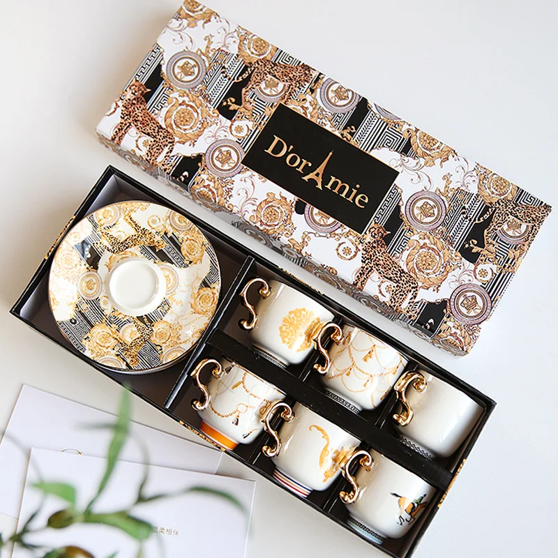 

Turkish Luxury Coffee Cups And Saucer High-grade Ceramic Coffee Cup Set Room Decor Coffee Set Cafe Coffee Goods Wedding Gifts