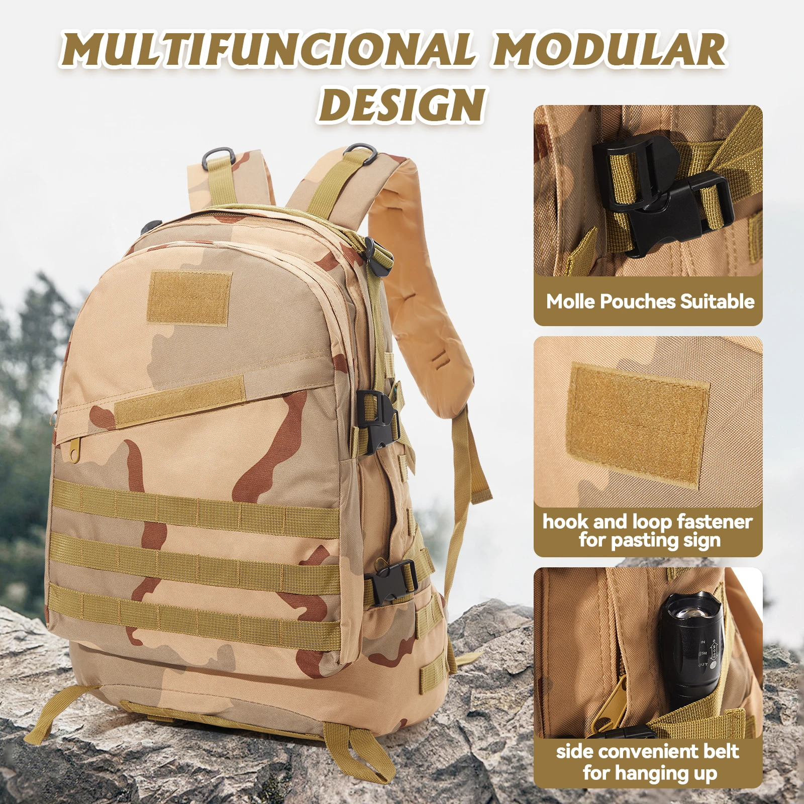 Large Military Tactical Backpack for Army 3-Day Assault，Men's Military Backpacks Army Assault Emergency Backpack Hiking Backpack