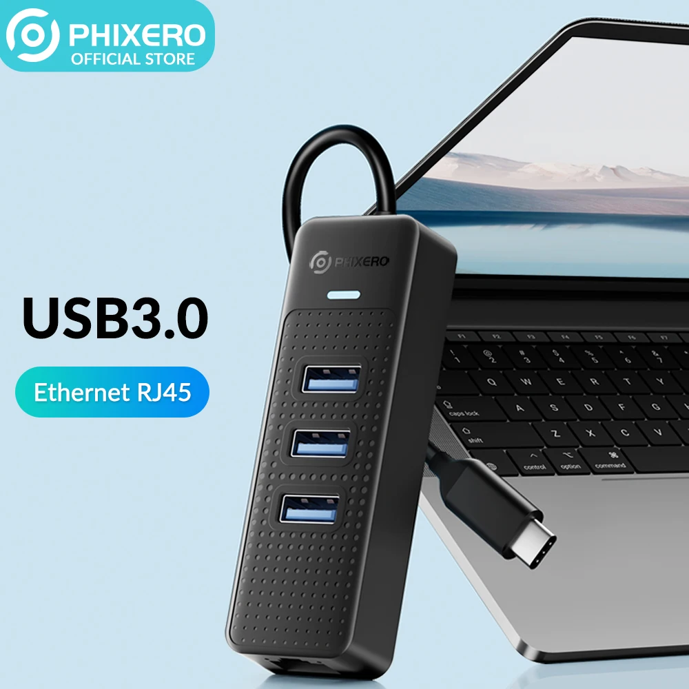 Phixero Adattatore Ethernet Usb 1000/100Mbps Usb3.0 Hub Rj45 Lan Per Pc Portatile Xiaomi Mi Box Macbook Windows Usb-C Hub Scheda Di Rete