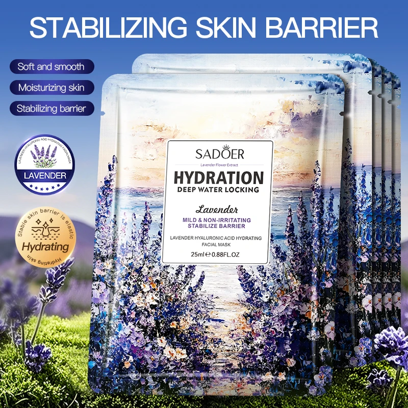 8pcs SADOER Flowers Facial Masks Moisturizing Hydrating Whitening Anti-Aging Face Mask Sheets Masks For Face Skin Care