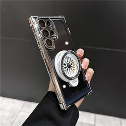 Luxury Armor Magnetic Transparent Phone Case with Airbag Plating for Galaxy S22 Ultra (Sliver)