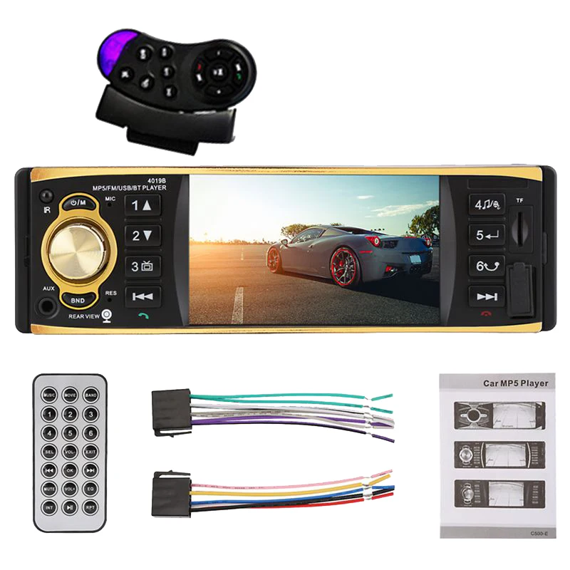 

4019B 4.1 Inch 1 One Din Car Radio Audio Stereo AUX FM Radio Station Bluetooth Auto Radio with Remote Control