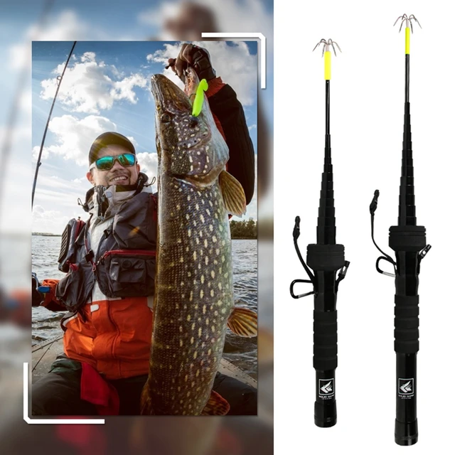 3/4m Squid Fishing Gaff Saltwater Telescopic Carbon Rods Hook Harpoon Spear  Fishing Net Dook Squid