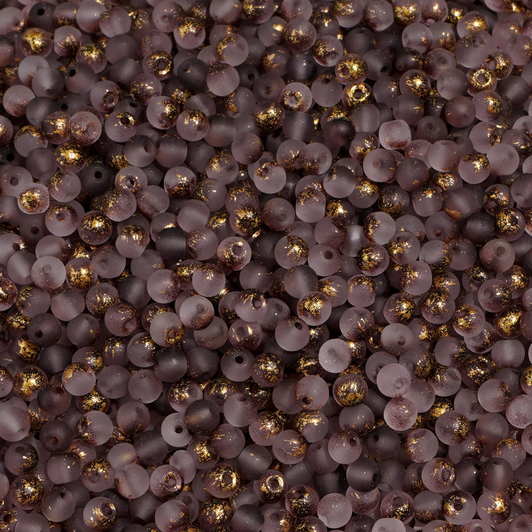 Premium Frosted Gold Splattered Glass Beads for DIY Jewelry - 100Pcs, 4mm