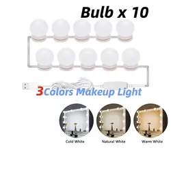 Dimmable LED Makeup Vanity Bulbs for Bathroom or Dressing Table Lighting (3 Colors 10 Bulbs)