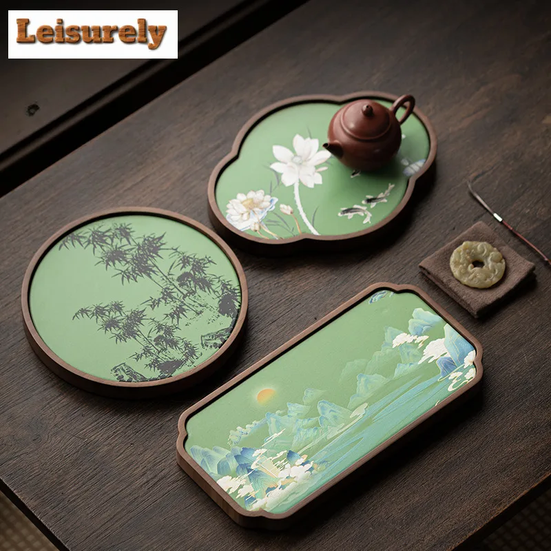 Porcelain Panel Painting Tea Tray Japanese Cuisine Table Coffee Storage Board Coffeeware Teaware Dishes for Serving Tea Items