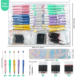 Bulk Pack of 100 Ballpoint Bead Pens - Plastic DIY Writing Supplies for School, Office, or Wedding Gifts (Set 02)