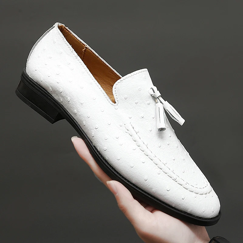Brand White Tassel Men's Leather Shoes Casual Moccasin Homme Men's Oxford Shoes Flat Men's Boat Shoes Business Men's Loafers