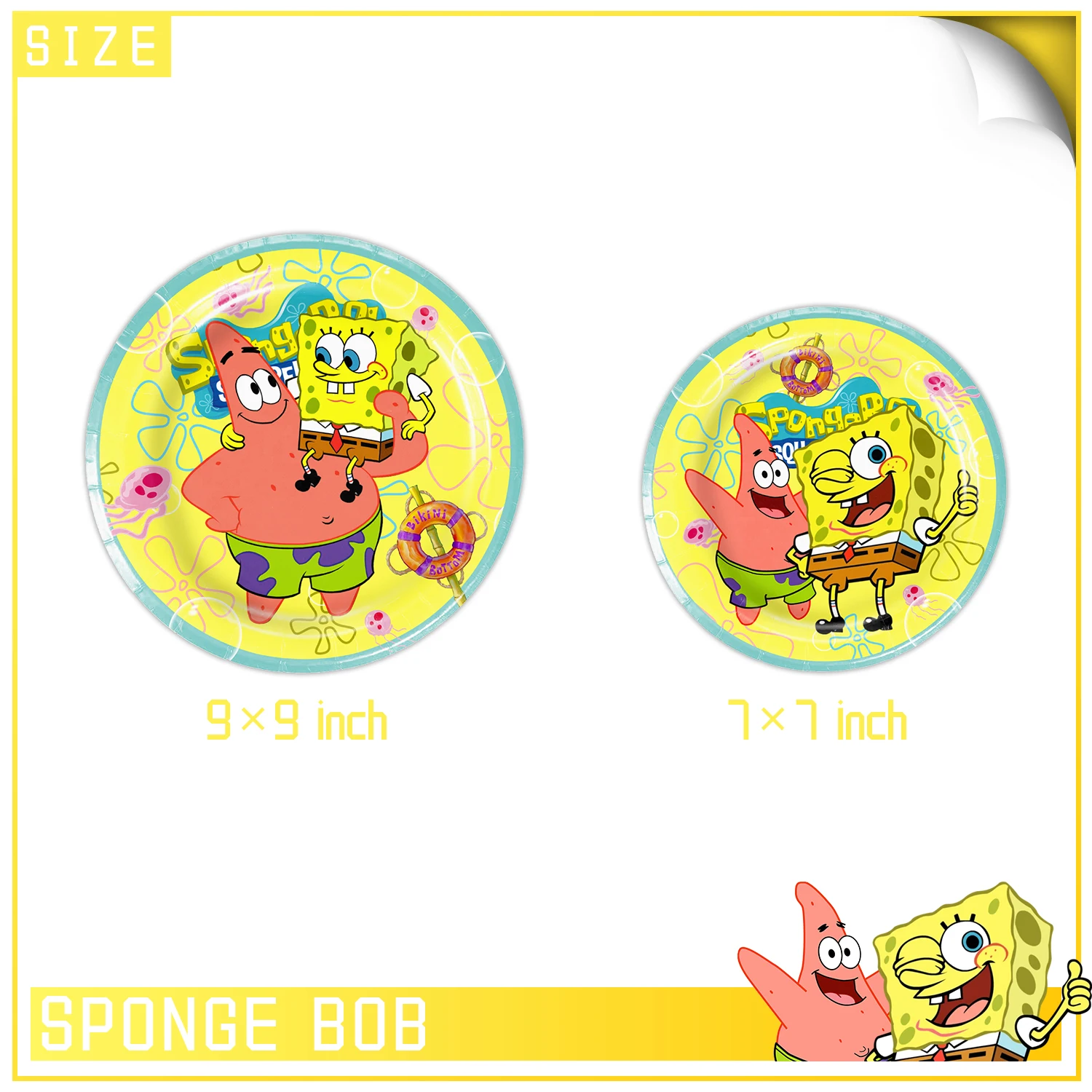 Yellow Sponge-Bob party decorations disposable tableware paper plate cup tablecloths for kid birthday party baby shower supplies birthday tableware set birthday party supplies party supplies disposable tablecloth