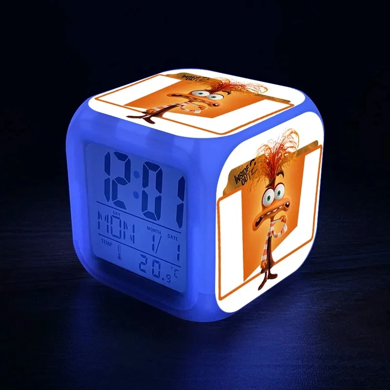 thumbnail image 1 of Reloj LED con 2 figuras de Anime de Disney Inside Out, 25 estilos, alarma, luz táctil colorida, escritorio, reloj despertador para niños, luz nocturna, regalo para niños, 1 of 5