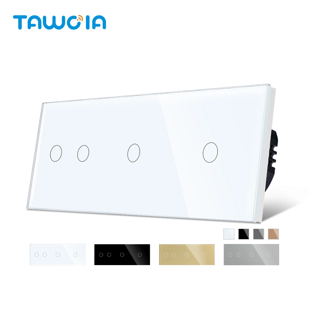 

TAWOIA Triple Wall Touch Switches Glass Screen Sensor Light Switches 2 gang 1 gang 1 gang White Black EU Backlight Home Switch