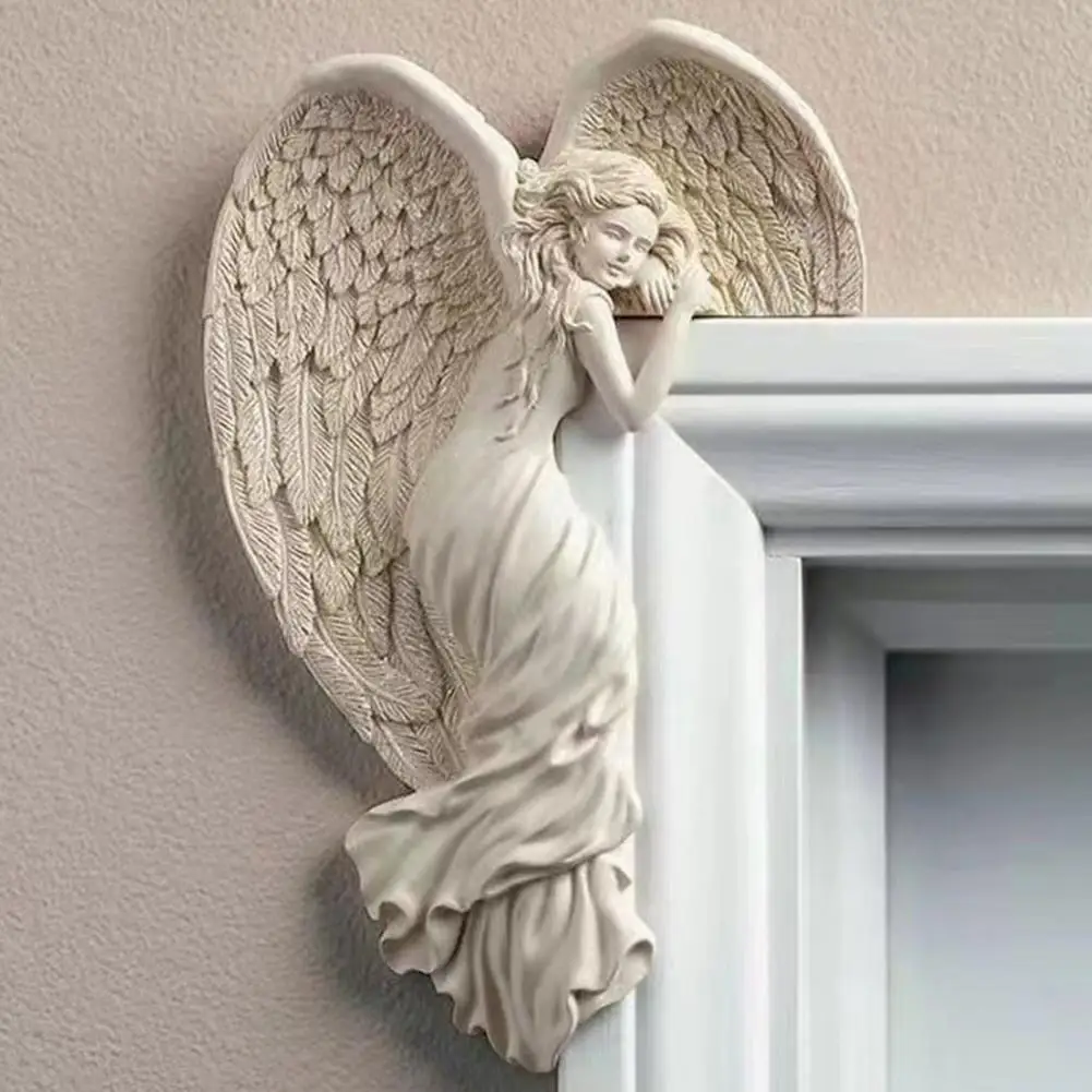 Angelo porta angolo scultura da parete 3D ali a forma di cuore figurine in  resina realistiche decorazione della parete cornice sinistra/destra statua  di angelo - AliExpress