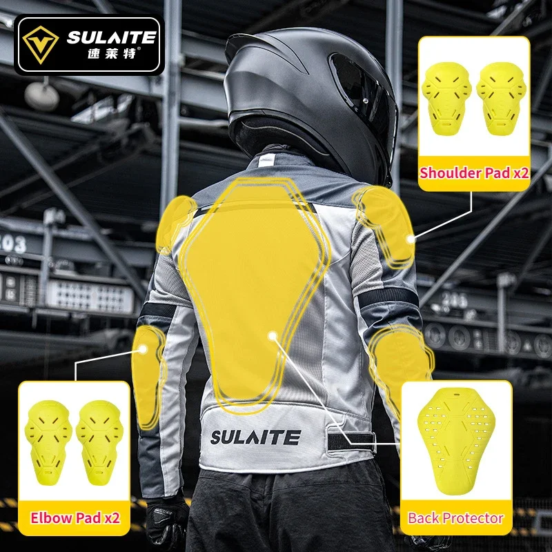 

SULAITE Summer Motorcycle Jacket Breathable Jackets Motorcycle Riding Clothes Man and Women CE2 Protective Gear Anti-Fall Jacket
