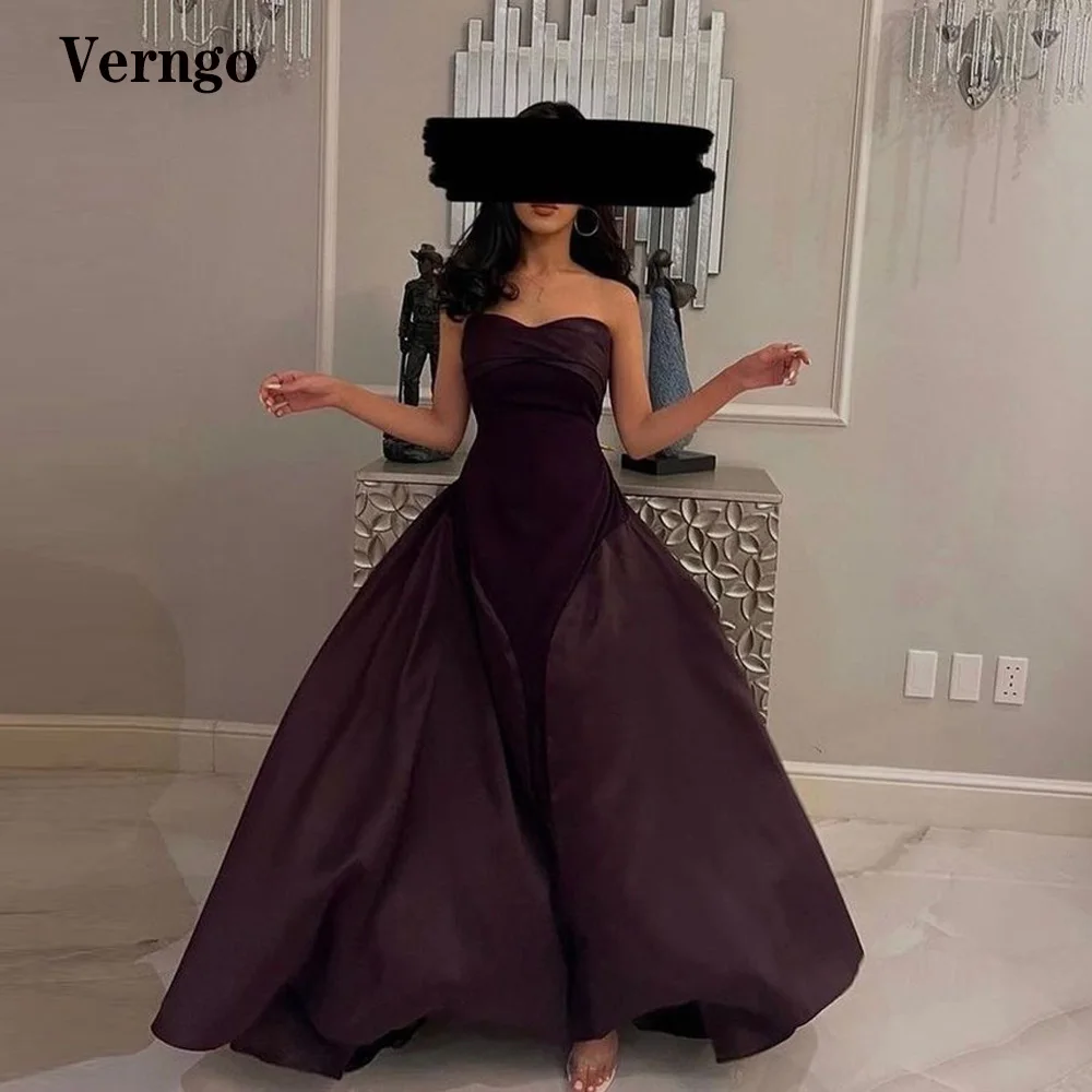 

Verngo Dark Burgundy Taffeta Evening Dress Women Saudi Arabic Sweetheart Puff Skirt Prom Dress Dubai Outfit Robe de soiree