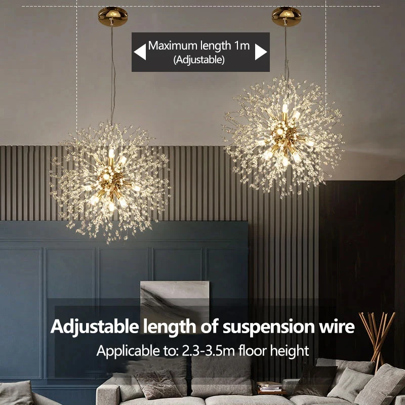 Modern Starry Sky Art Crystal Pendant Indoor Lighting Dandelion Dining Room Living Room Bedroom Bar Art Lighting Fixtures art lighting fixtures