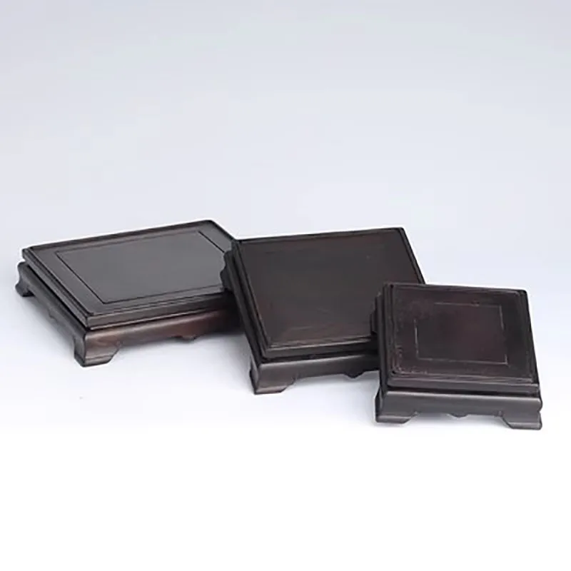 Ming Style Red Sandalwood Square Rectangular Stone Vase, Ruyi Tea Pot, Bonsai Decoration, Buddha Statue Base