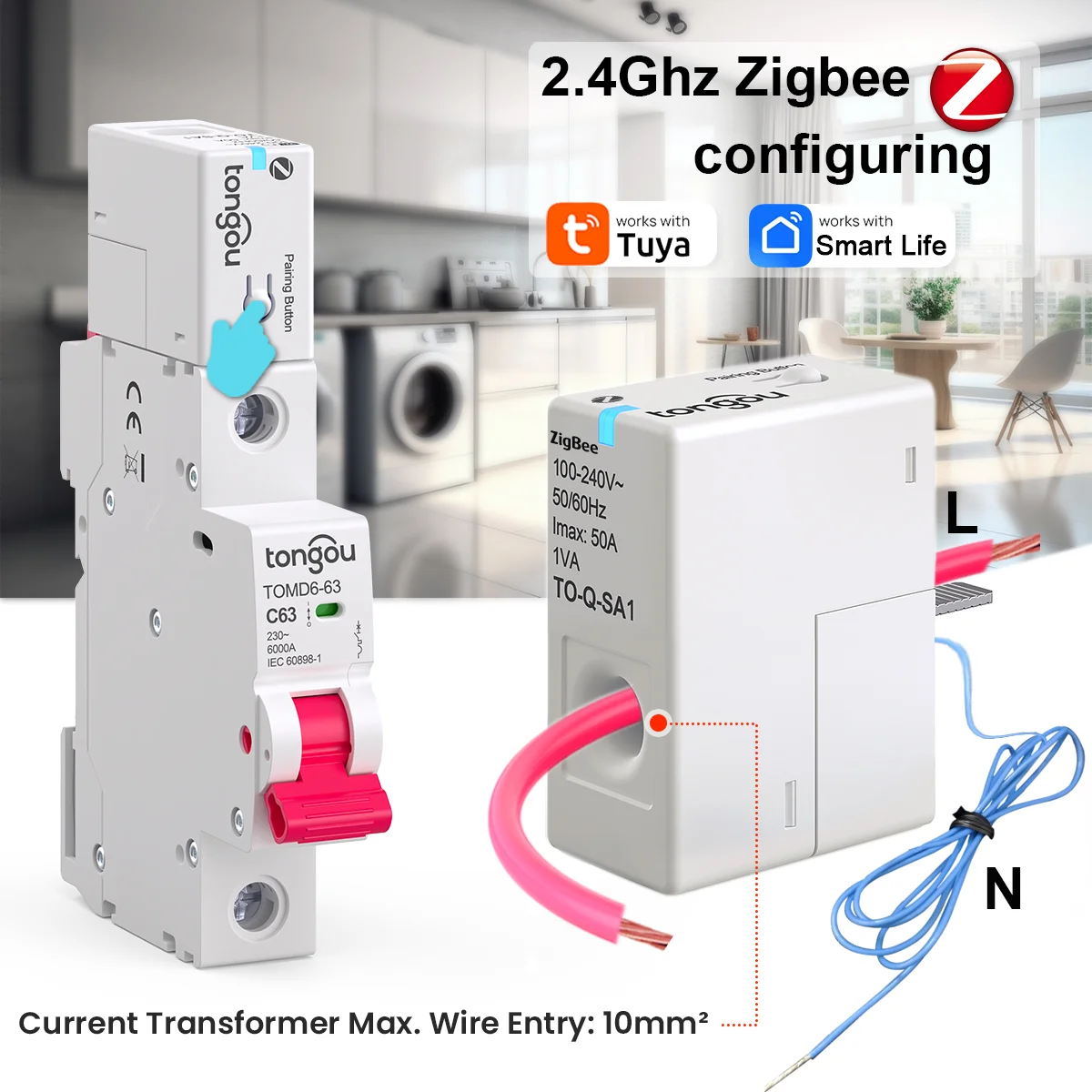 Tuya Smart Zigbee Energy Meter 1-50A, Real-Time Power Monitor, Works with Home A