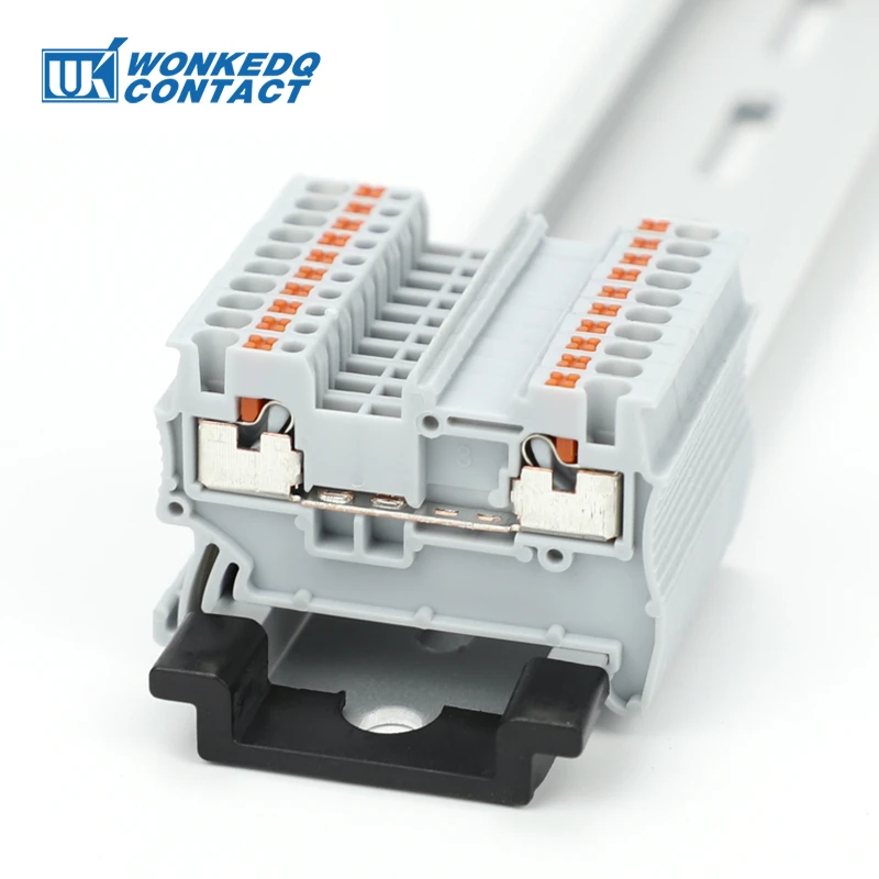 PT-1.5 Push-in Electrical Terminal Block, Din Rail Wire Connector, Spring Feed-Through Strip Cable Plug PT1.5,  1.5mm