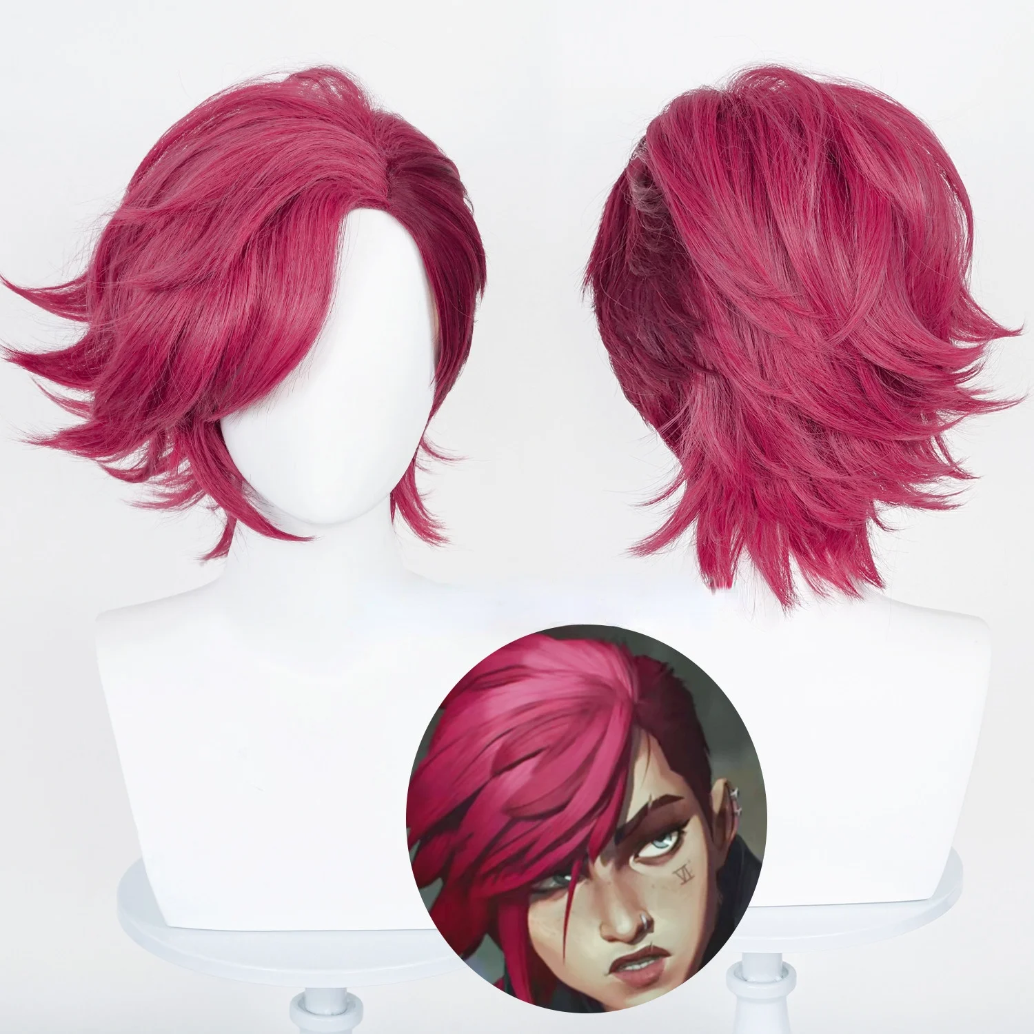 JOY-BEAUTY-Game-LOL-Arcane-Vi-Peluca-de-Cosplay-VI-30cm-de-profundidad ...