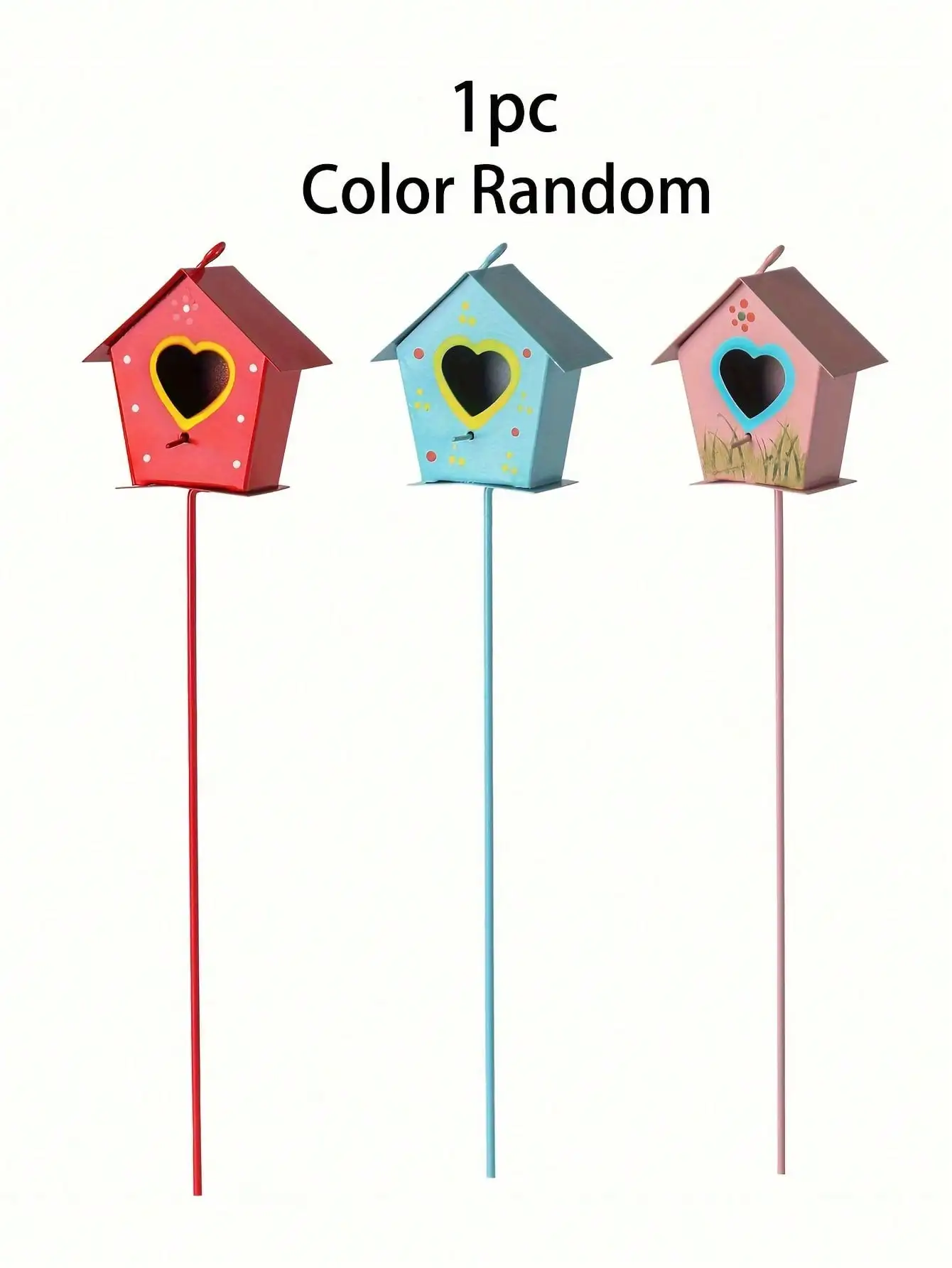 1pc-Bird House Metal Garden Pillar Random Metal Spring Garden Decoration Pile Flower Pot Patio Decoration Yard garden art decor