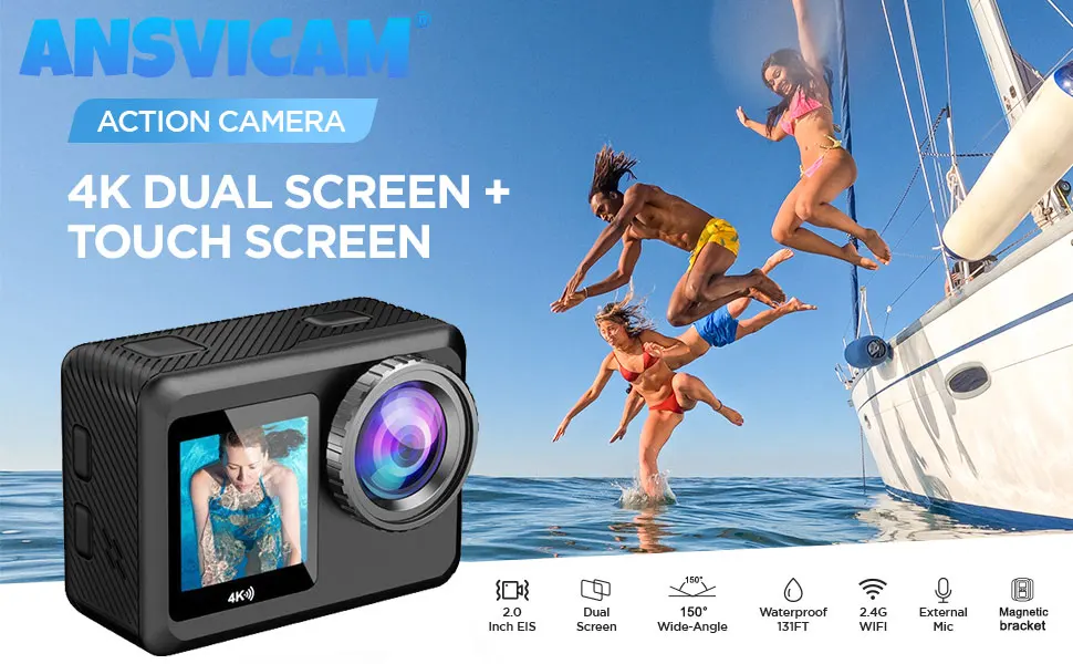 Ansvicam 5k Action Camera With Dual Screen And Magnetic Mount_voghion.com