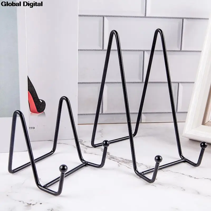 1pcs Plate Display Stand Picture Easel Metal Plate Stands Holder Display Dish Tabletop Art Pictures Frame Photo Decorative