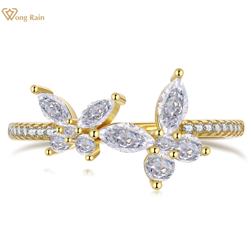 

Wong Rain 18K Gold Plated 925 Sterling Silver Butterfly High Carbon Diamond Gemstone Jewelry Fashion Ring For Women Wholesale