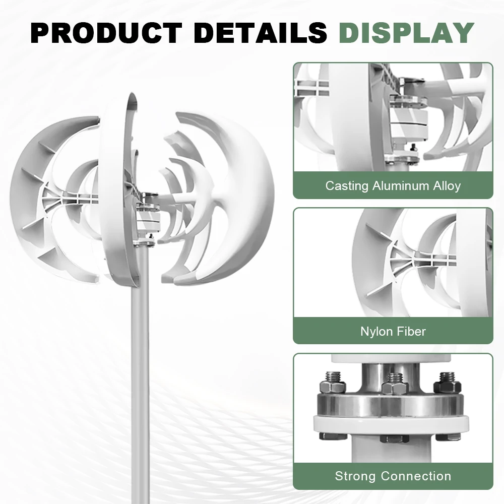 Rapid Delivery Of 3000W 24V 48V Vertical Wind Turbine Household Low Noise And Efficient Solar Cell System in Poland — view 2