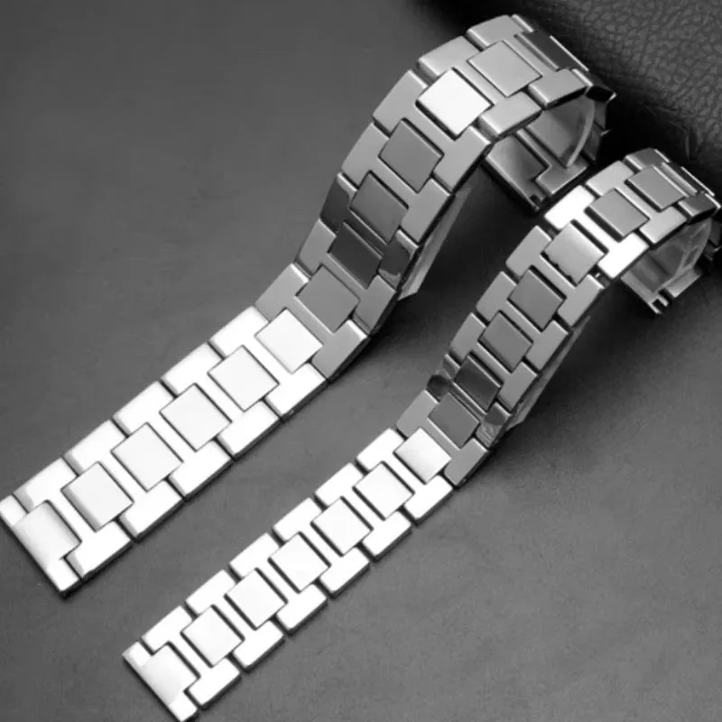 Luxury Stainless Steel Watch Strap - Universal Fit for Cartier Tank Series, Unisex Flat Interface, Available in Multiple Sizes