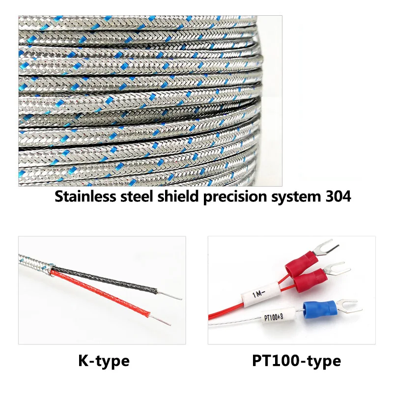 유연한 벤딩 프로브, 1100 도 PT100/K 타입 비접지 컨트롤러, 피복 열전대 온도 센서, 1mm, 2mm, 3mm, 5mm