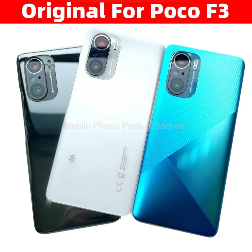 Phone Back Cover Phone Camera Lens Camera Lens Cover Glass Battery Cover Glass Phone Back Cover Xiaomi Poco F3 Back Cover Chassis Case Rear Battery Housing Door + Camera Lens Glass Repair Parts