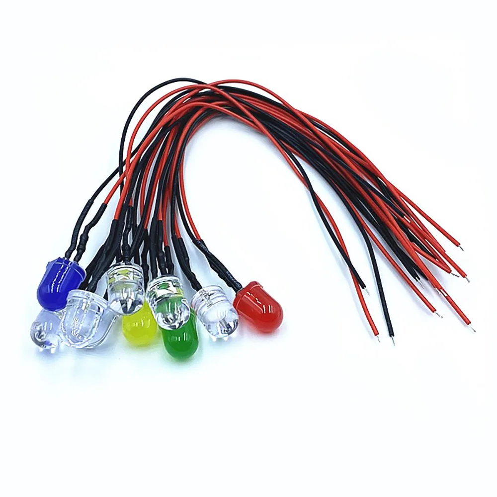 5pcs 12mm Pre-Wired LEDs Emitting Diodes with Resistance Ultra