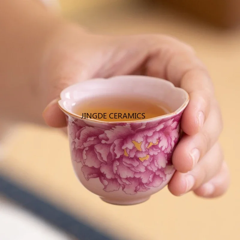 2 pcs/lot Chinese Ceramics Small Teacup Home Office Handmade Luxury Retro Teaware Accessories Single cup Master Drinkware 45ml