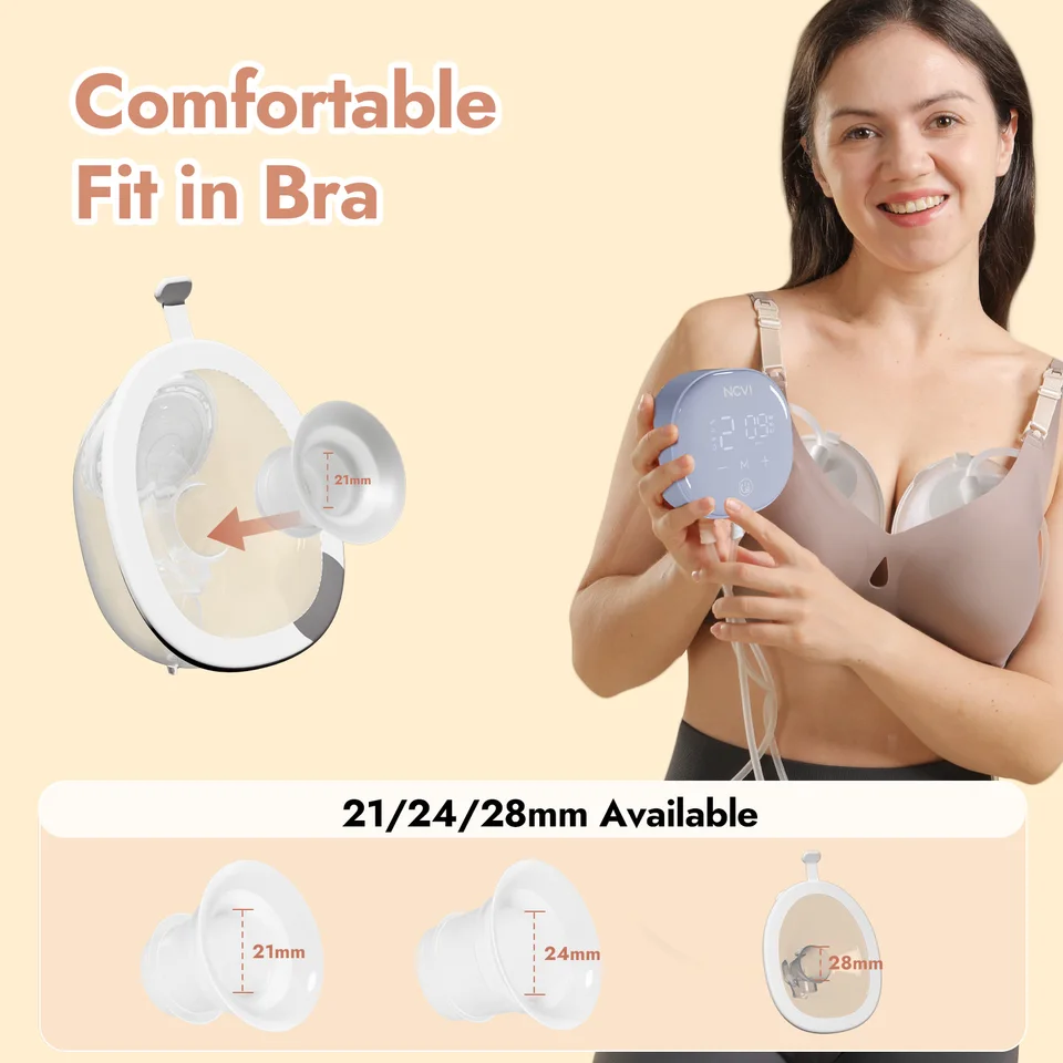 NCVI 2025 Hands Free Breast Pump,Combined With Strong Motor And Wearable Cups, 4 Modes 9 Levels, 21/24/28mm, Low Noise_voghion.com