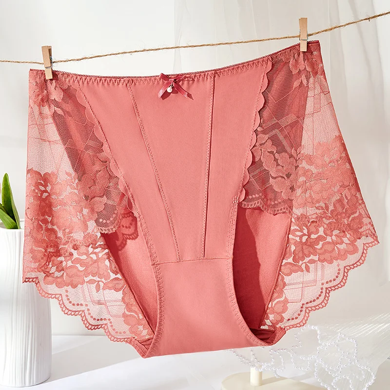 New Plus Size Lace Panties High Waist Modal Underwear for Women 60-105kg Summer Thin Sexy