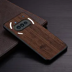 Luxury Bamboo Wood Pattern Leather Phone Case Cover for Nothing Phone 3a Pro (Coffee)