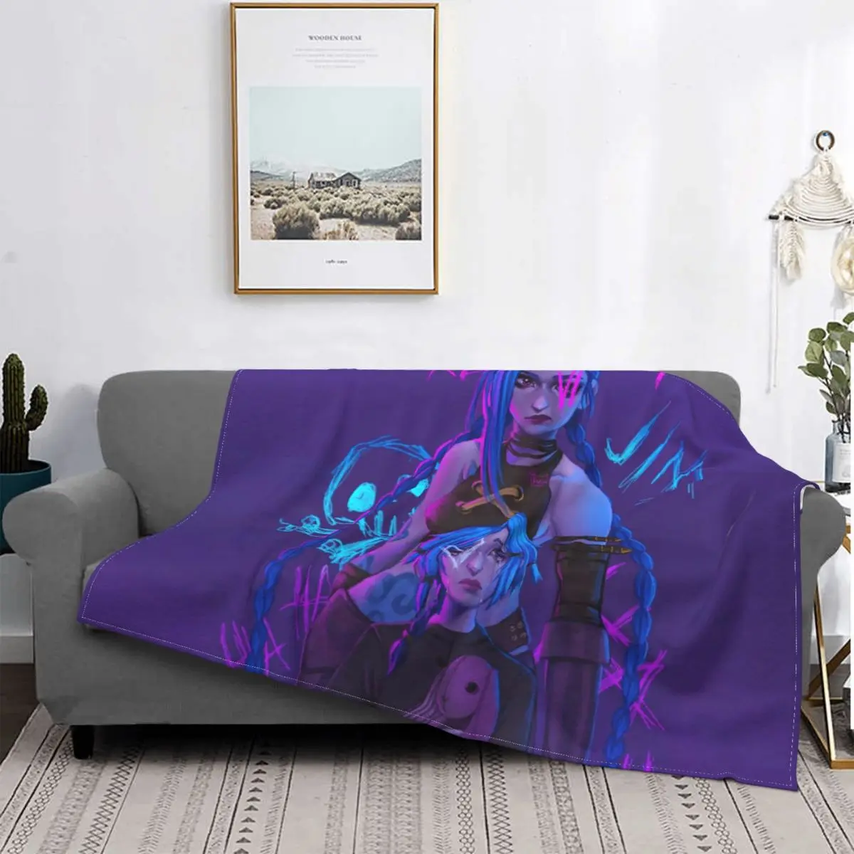 

Jinx And Powder Arcane Coral Fleece Blanket Velvet Global Game Warm Blankets Cotton Quilt Home Sofa Bedroom Bedding Throws Child