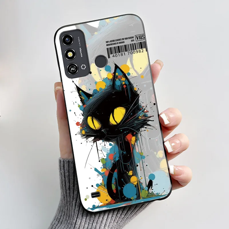 Aesthetic Cute Cat Astronaut Black Soft Silicone Phone Case & Bumper Cover
