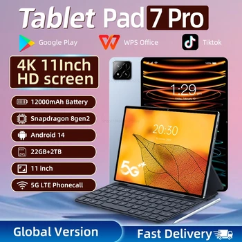 2025 New Global Version Pad 7 PRO 11" Tablet Android 14 22GB 2TB 12000mAh 5G Dual WiFi Phone Call Google Play Portable Tablet PC