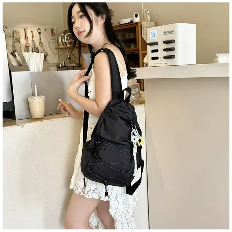 Nylon Solid Portable Backpacks Large Capacity Simple Versatile Color Matching Backpacks for Women 2024 Casual Fashion on Sale 4