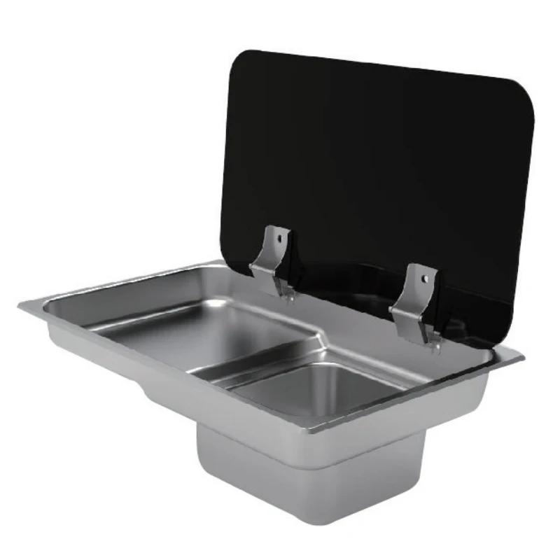 

Unique embedded stainless steel tank with toughened glass cover can drain water and prevent leakage