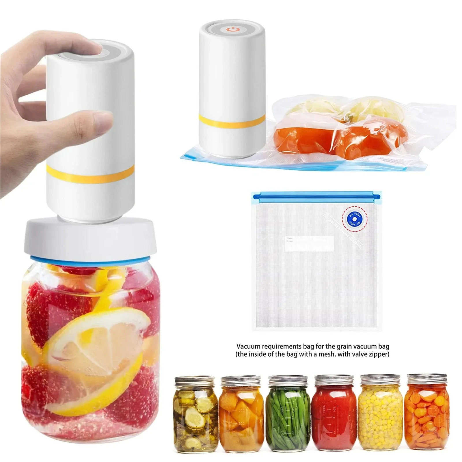 LEMEENQ USB Rechargeable Electric Air Pump for Vacuum Sealed Food Bag Household Food Vacuum Compression Bag Reusable Storage Bag 4