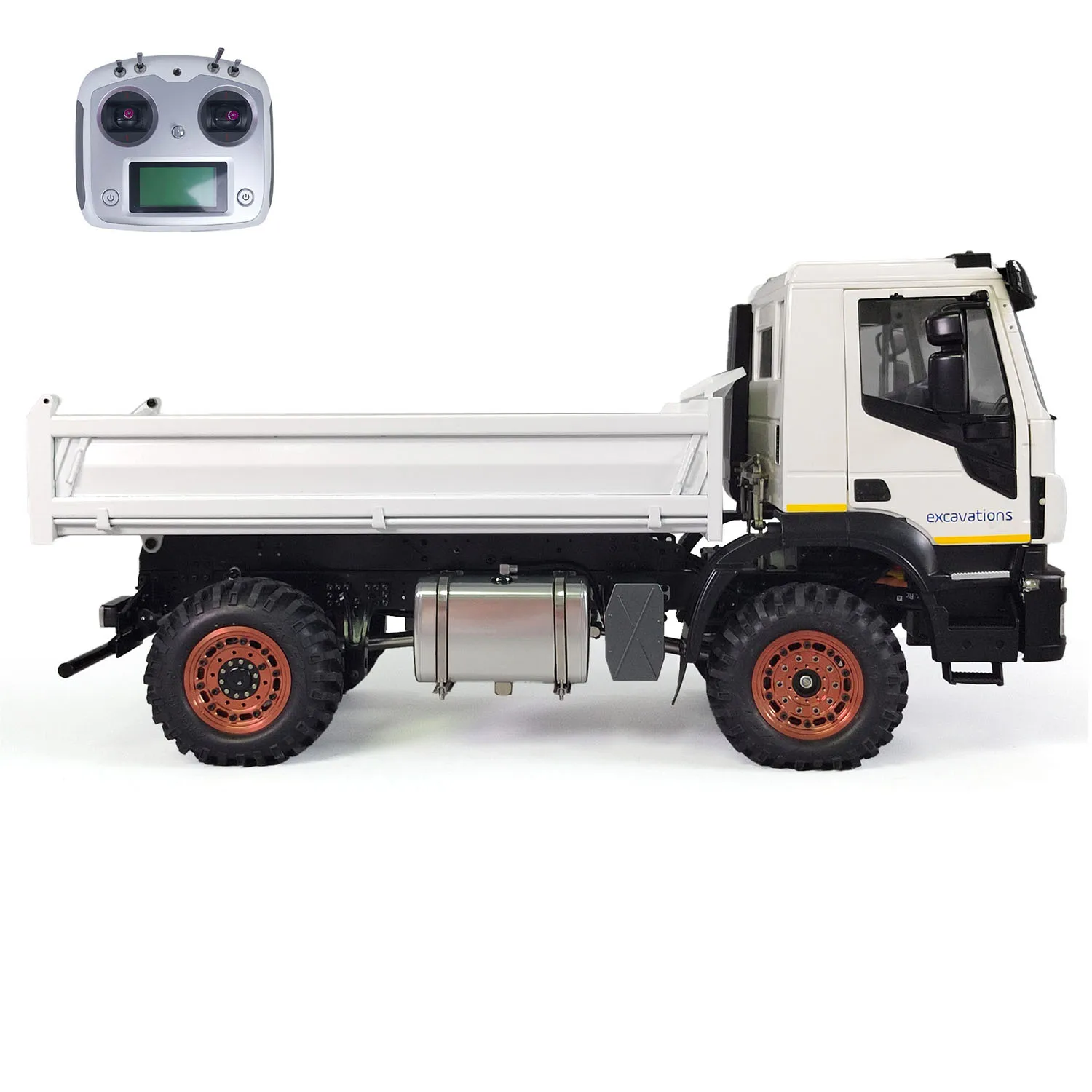 RC Hydraulic 1/14 Metal Dumper Remote Control Tipper Truck Car Model Light Sound Systems Painted Assembled Toy Gift TH23187 3