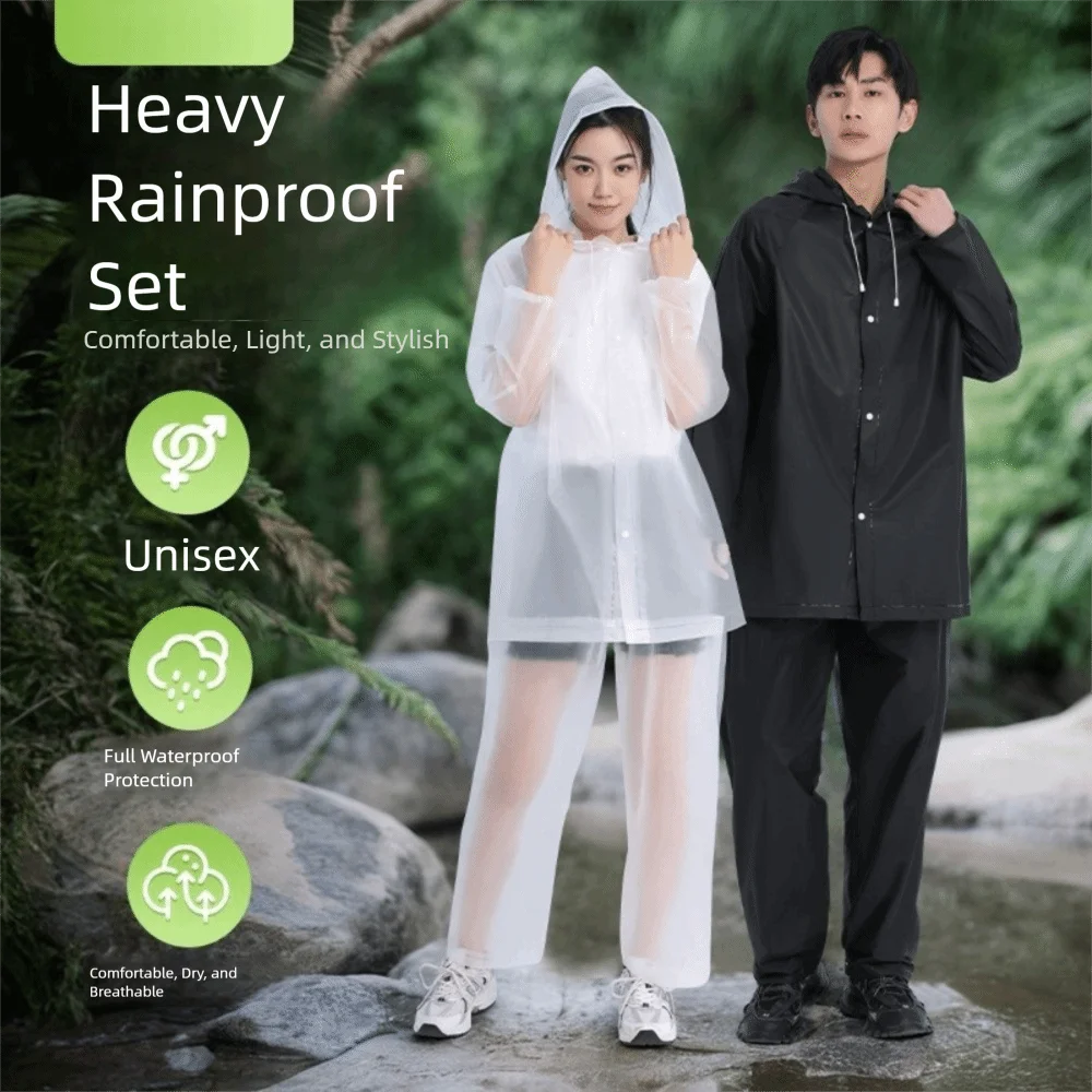 Raincoat And Rain Pants Set Full-Body Rainproof Adults Electric Bicycle Riding Split Raincoat And Rain Cover