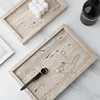 Minimalism Marble Tray for Perfume Candles Jewelry Travertine Stone Vanity Tray for Dresser Countertop Coffee Table Serving 1
