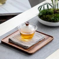 Walnut wood rectangular tray dry bubble tea tray cake bread breakfast snack tray hotel supplies restaurant tea tray 2