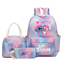 3Pcs/set Disney Lilo Stitch Backpack for Boy Girl Teenager Student Back To School Schoolbag Lunch Bag Women lovely Rucksack Gift 4