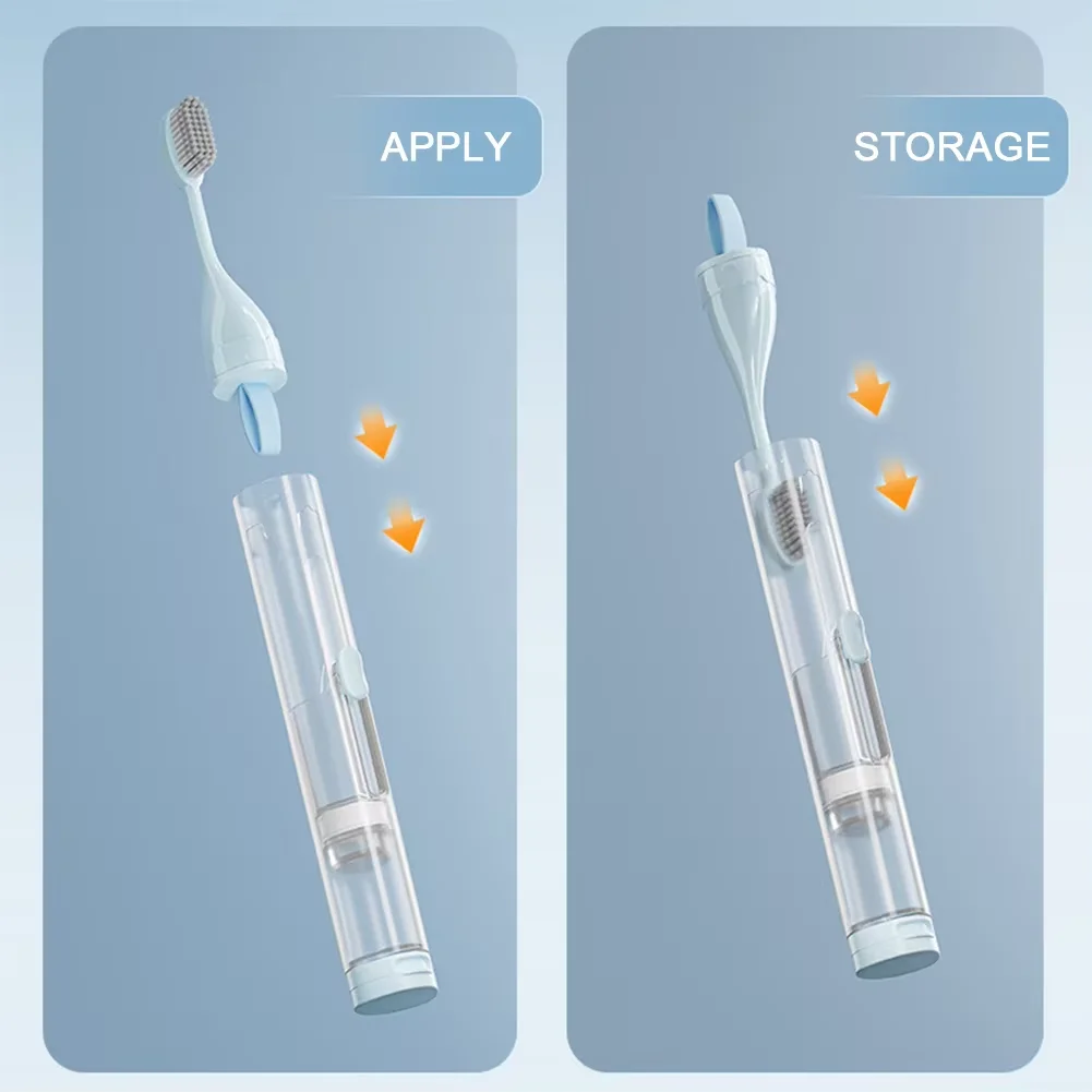 3 in 1 휴대용 칫솔, 치약 보관 가능, 통합 위생 접이식 여행 칫솔, 구강 청소 도구, 간편한 휴대
