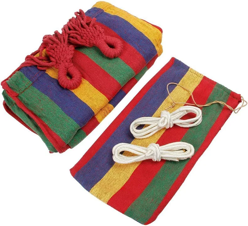 Sd526876a511944708c58915ba28ad84dy Single Wide Thick Canvas Hammock Outdoor Camping Back packaging Leisure Swing Portable Hanging Bed Sleeping Swing Hammock Mallzona